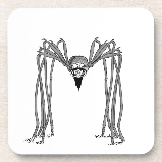 spider . black and white coaster (Front)