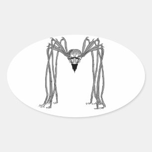 spider . black and white oval sticker