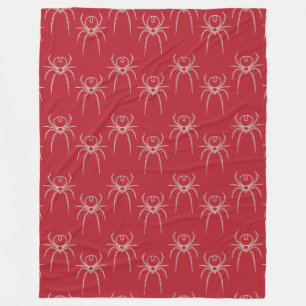 Spider - Blood Red and Bone White Fleece Blanket