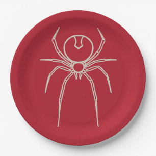 Spider - Blood Red and Bone White Paper Plate