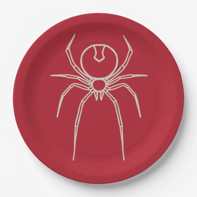  Spider - Blood Red and Bone White Paper Plate (Front)