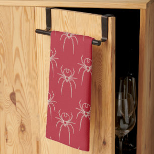 Spider - Blood Red and Bone White Tea Towel