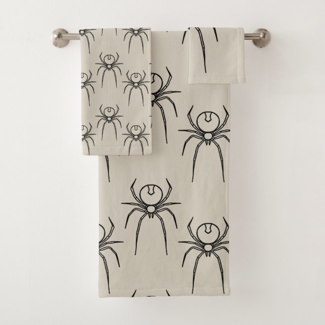 Spider - Bone White and Bat Black Bath Towel Set (Insitu)