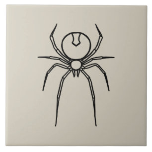 Spider - Bone White and Bat Black Ceramic Tile