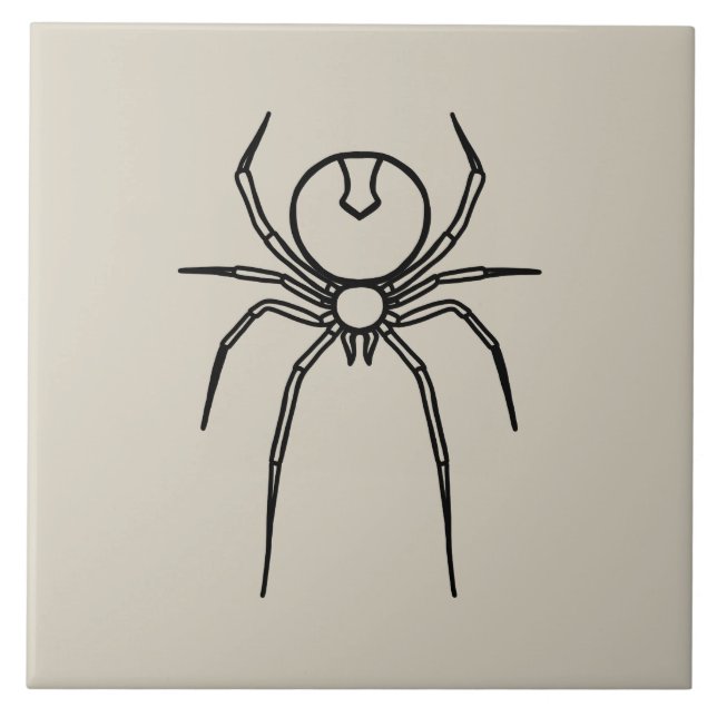 Spider - Bone White and Bat Black Ceramic Tile (Front)