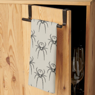 Spider - Bone White and Bat Black Tea Towel