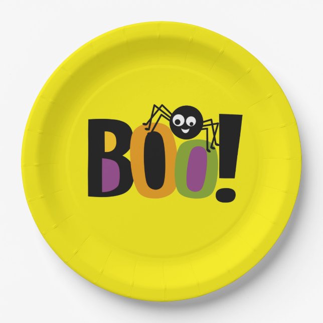 Spider BOO Halloween Paper Plates (Front)