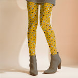Spider Butterflies Whimsical Halloween Cottagecore Leggings<br><div class="desc">This fun Cottagecore Halloween design uses a random pattern of beautiful black and white butterflies on a golden fall yellow background that can be customised. This fun design compliments the haunting cottage vibe for that perfect touch of creepy and sweet and can be paired with any top throughout the fall...</div>