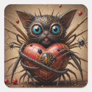 Spider Cat Fantasy Square Sticker