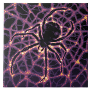 Spider Cosmic Web, Halloween Galaxy of Horrors Ceramic Tile