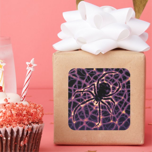 Spider Cosmic Web, Halloween Galaxy of Horrors Square Sticker (Party)