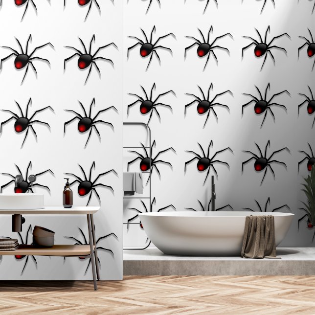 Spider Custom Colour White Wallpaper (Bathroom)