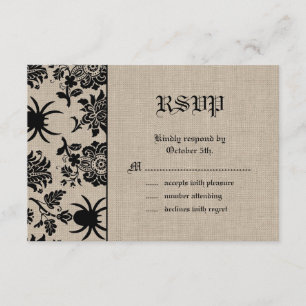 Spider Damask on Burlap RSVP Card