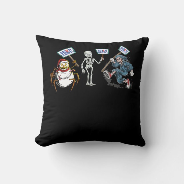 Spider |Dead skull Running Skeleton Snowman Spider Cushion (Front)