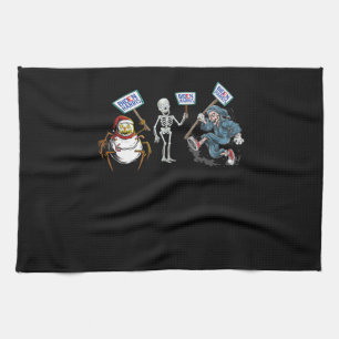 Spider  Dead skull Running Skeleton Snowman Spider Tea Towel