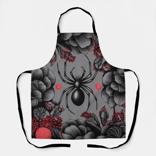 Spider Floral design Gothic style  Apron (Front)