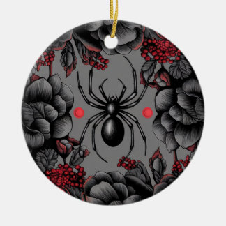 Spider Floral design Gothic style Ceramic Ornament
