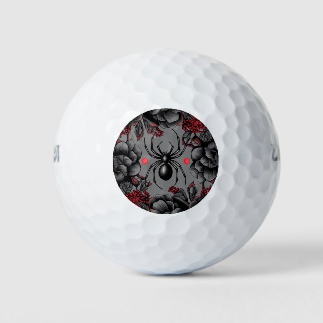 Spider Floral design Gothic style  Golf Balls (Front)