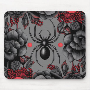 Spider Floral design Gothic style Mouse Pad