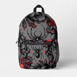 Spider Floral design Gothic style  Printed Backpack