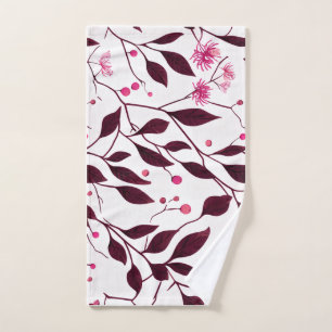 Spider Flower Pink Buds & Leaves Hand Towel