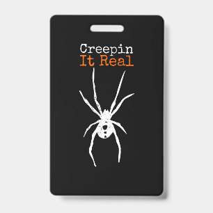 Spider G Funny Halloween Costume - Creepin It Real ID Badge