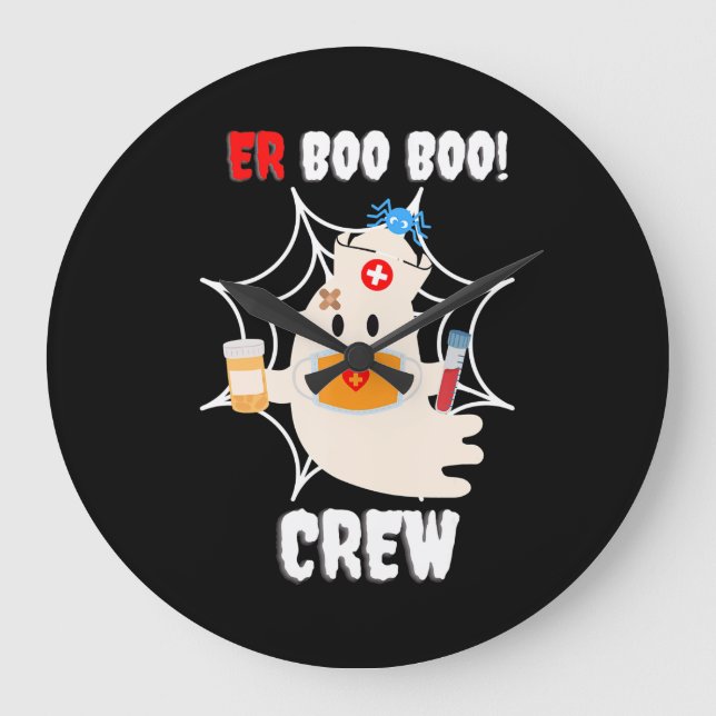 Spider Gift | Boo Crew Nurse Halloween Cute Spider Large Clock (Front)