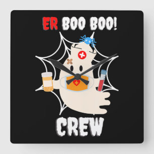 Spider Gift Boo Crew Nurse Halloween Cute Spider Square Wall Clock