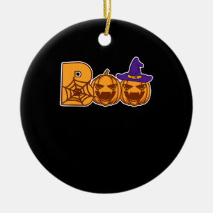 Spider Gift Boo Halloween Pumpkin Faces Spider Ceramic Ornament
