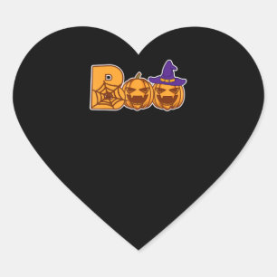 Spider Gift Boo Halloween Pumpkin Faces Spider Heart Sticker