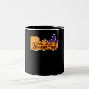 Spider Gift Boo Halloween Pumpkin Faces Spider Two-Tone Coffee Mug