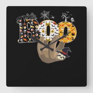 Spider Gift   Boo Halloween With Sloth Witch Hat Square Wall Clock