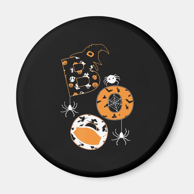 Spider Gift |Boo Mask Spider Witch Hat Pumpkin Magnet (Front)