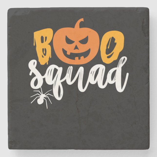 Spider Gift | Boo Squad - Pumpkin Spider Halloween Stone Coaster (Front)