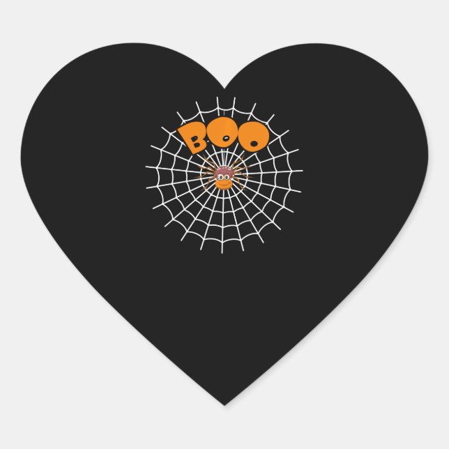 Spider Gift | Funny Boo Spider Web Halloween Heart Sticker (Front)