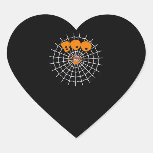 Spider Gift   Funny Boo Spider Web Halloween Heart Sticker