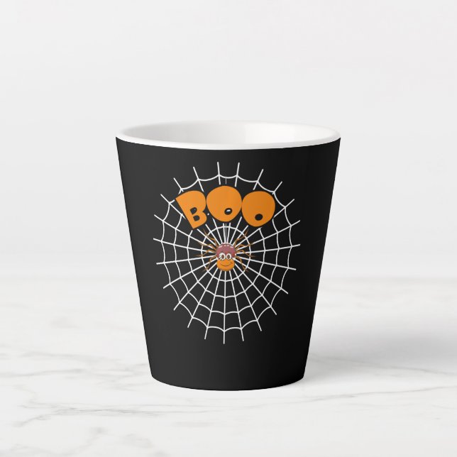 Spider Gift | Funny Boo Spider Web Halloween Latte Mug (Front)