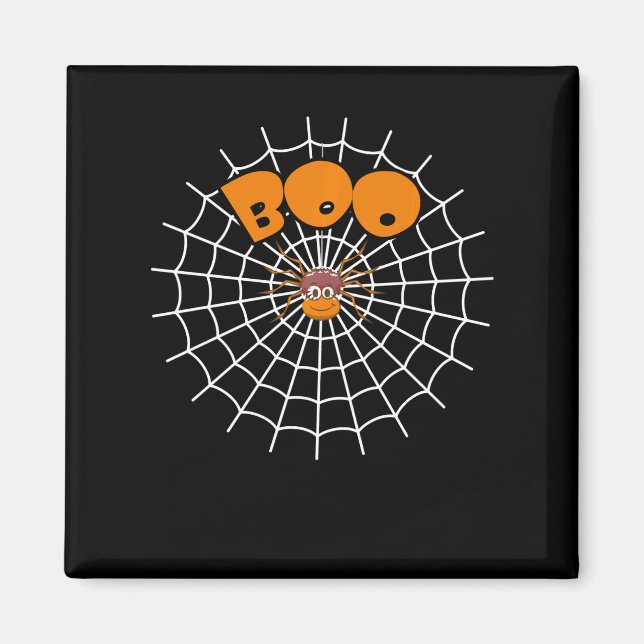 Spider Gift | Funny Boo Spider Web Halloween Magnet (Front)