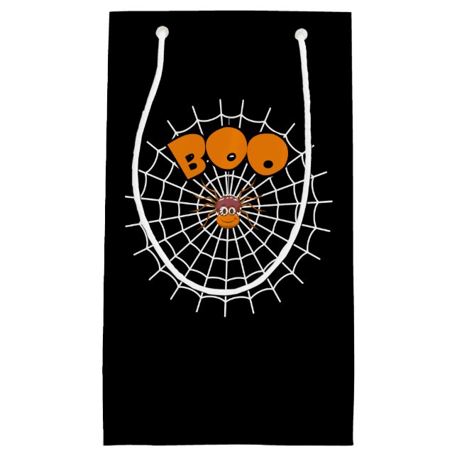 Spider Gift | Funny Boo Spider Web Halloween Small Gift Bag (Front)
