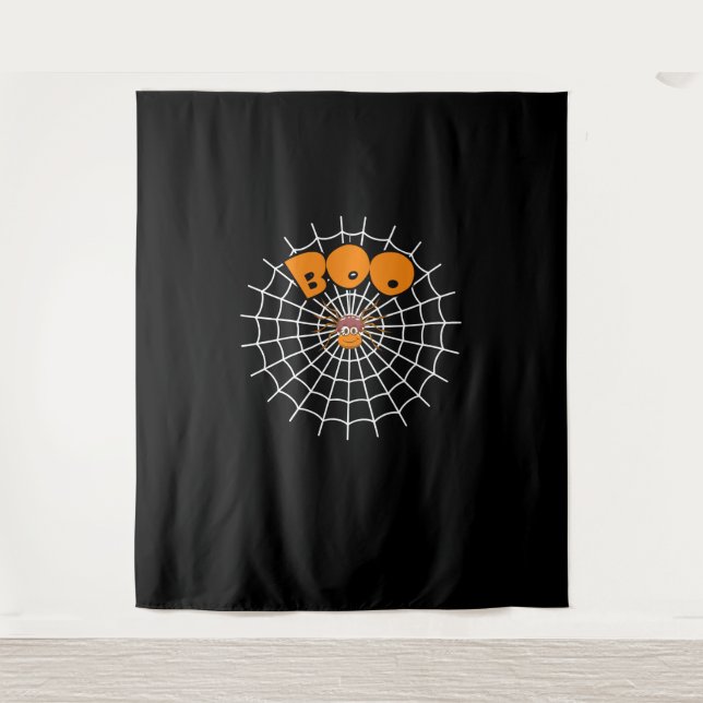 Spider Gift | Funny Boo Spider Web Halloween Tapestry (Front)