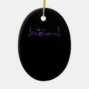 Spider Gift Funny Heartbeat Line Halloween Ceramic Ornament