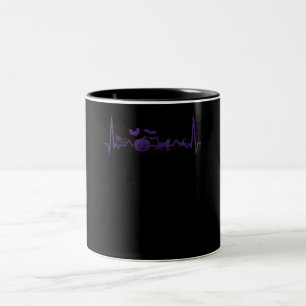 Spider Gift   Funny Heartbeat Line Halloween Two-Tone Coffee Mug