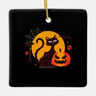 Spider Gift Halloween Black Cat Spider Pumpkin Ceramic Ornament