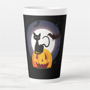 Spider Gift   Halloween Black Cat Spider Pumpkin Latte Mug
