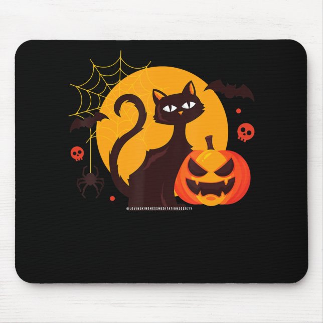 Spider Gift | Halloween Black Cat Spider Pumpkin Mouse Pad (Front)