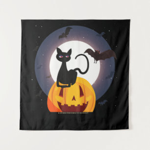 Spider Gift Halloween Black Cat Spider Pumpkin Tapestry