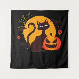 Spider Gift Halloween Black Cat Spider Pumpkin Tapestry