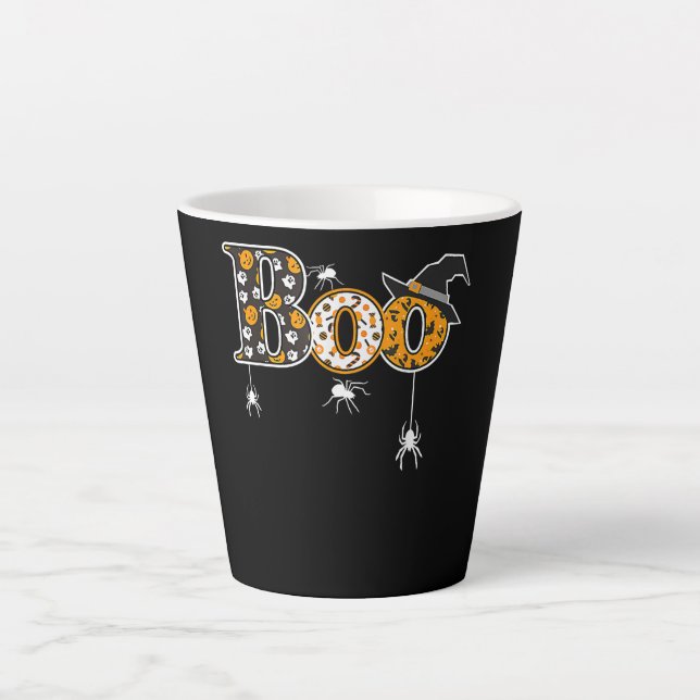 Spider Gift | Halloween Boo Spider Latte Mug (Front)