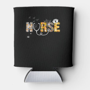 Spider Gift Halloween Nurse With Pumpkin Spider Can Cooler