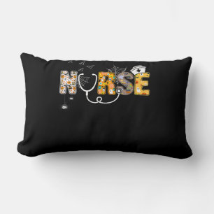 Spider Gift Halloween Nurse With Pumpkin Spider Lumbar Cushion